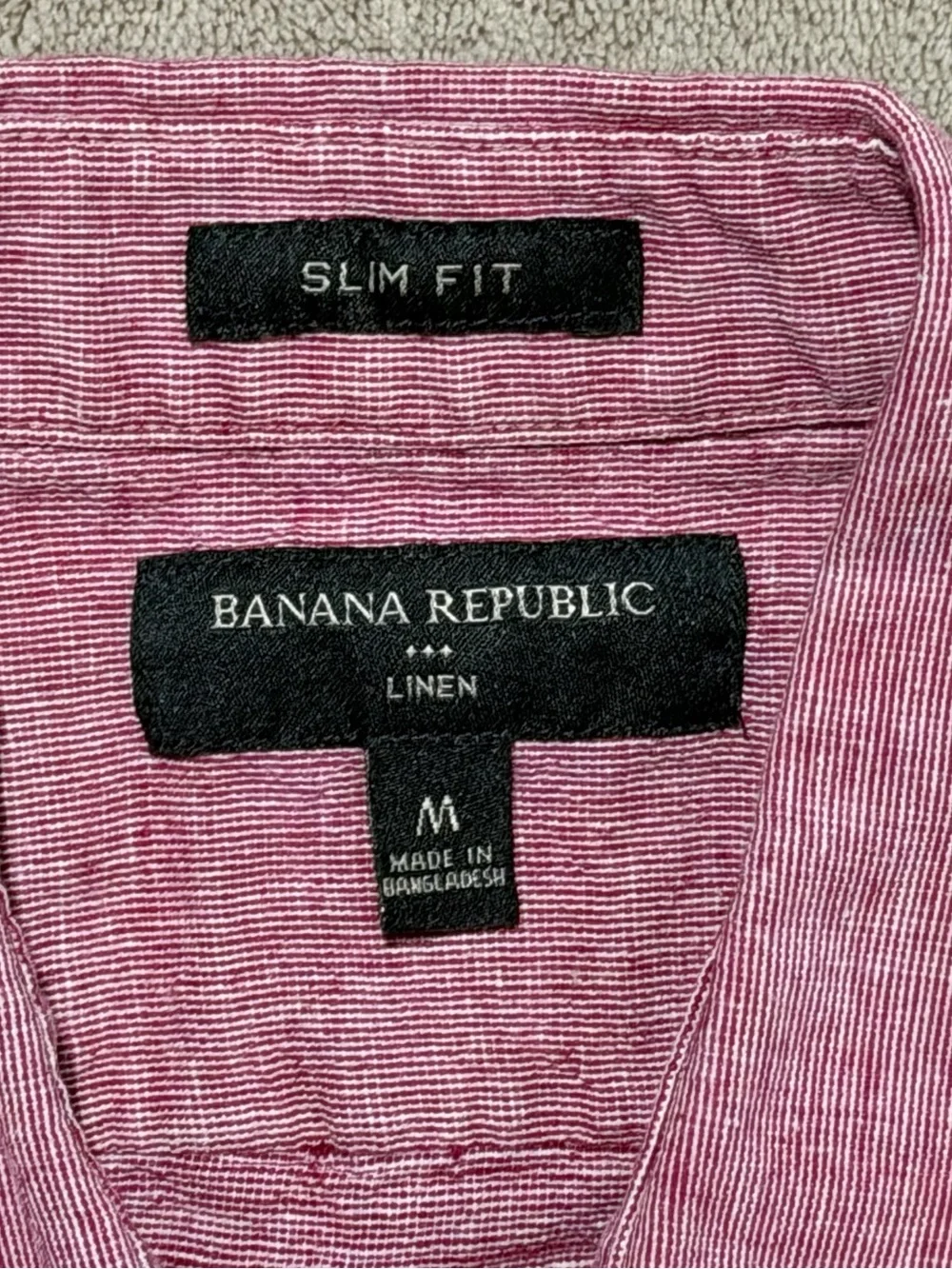 Banana Republic Linen Blend Men’s Shirt Size Medium Slim Fit Short Sleeve Cotton